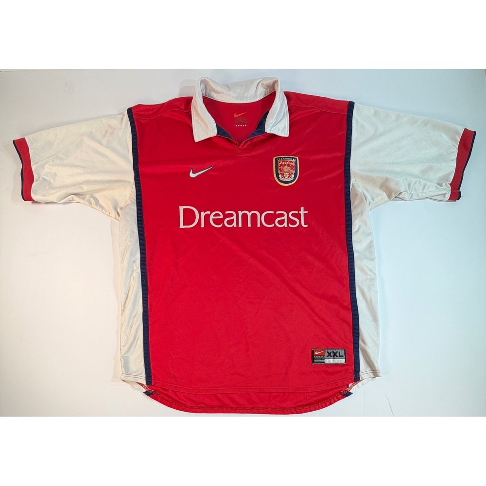 Vintage Nike Arsenal FC 2000-02 Dreamcast Home Jersey Red White XXL Soccer Shirt